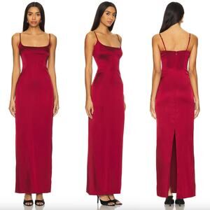 NBD | NWT Suman Maxi Dress in Deep Red Burgundy Satin Gown S
